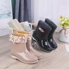Women's Non-Slip Short Rain Boots - Fashionable, Warm, Low-Cut Rubber with Velvet, One-Piece Design