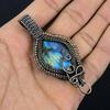 Labradorite Pendant, Handmade Gemstone 999 Copper Wire Wrapped Pendant Antique Jewelry, For Gift Silver Jewelry