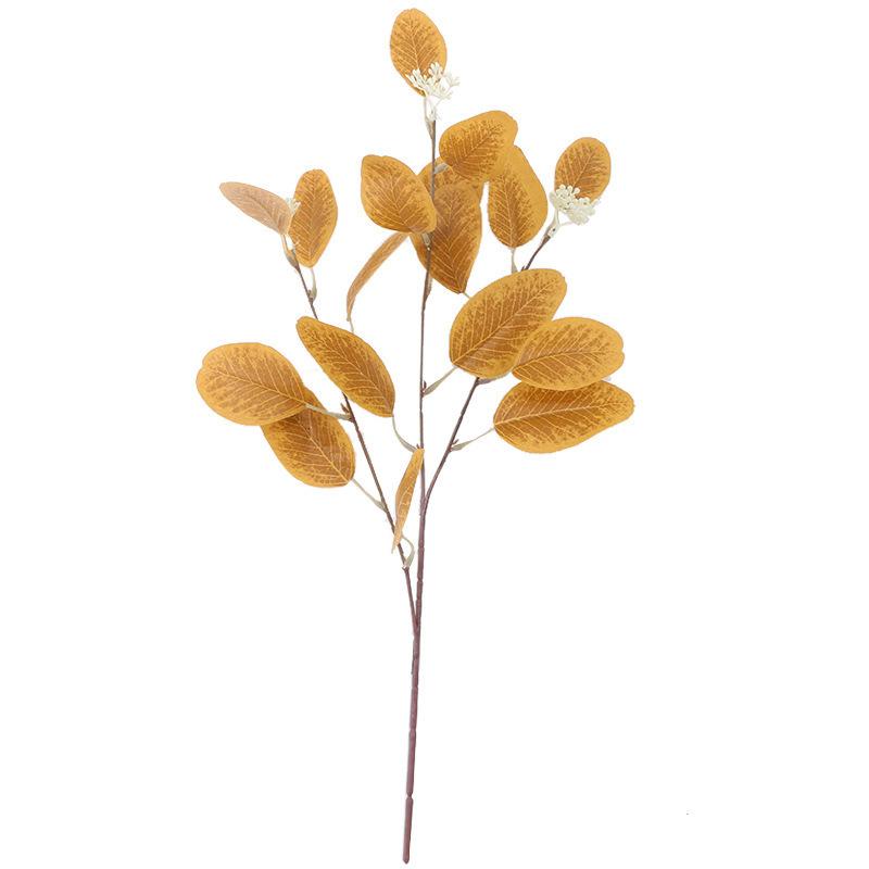 10PCS.3-branch faux eucalyptus & apple leaves with fruits, lifelike silk flowers, perfect for wedding decor & home arrangement