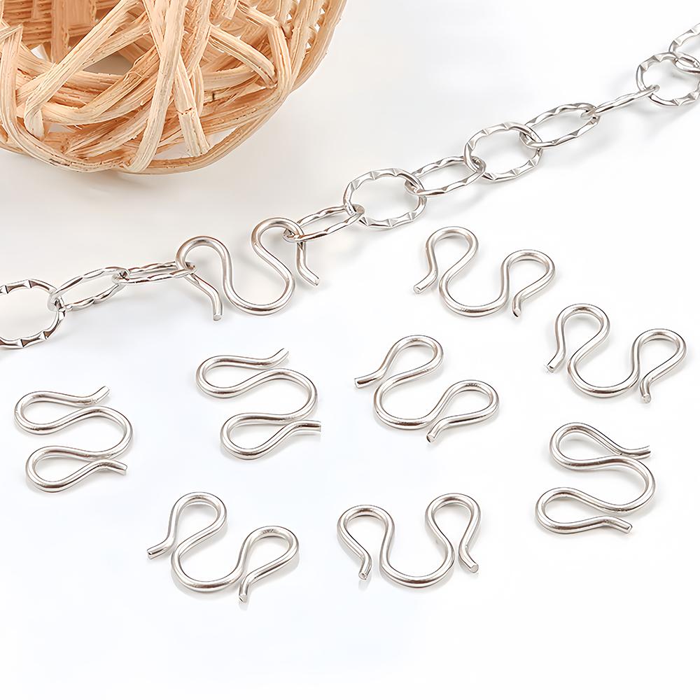 20/50Pcs Stainless Steel W S Shape DIY Necklace Bracelet Clasp Hooks End Clasp Connector for Jewelry Making Supplies Finding