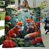 1pc Fox Printing Lightweight Flannel Blanket, Comfortable and Warm Blanket, for Camping Sofa Bed and Couch Office, Gift