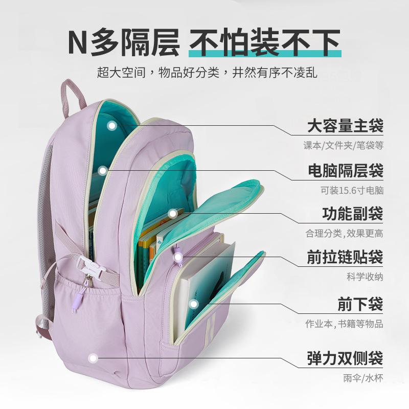 Middle School Student Schoolbag Large Capacity Lightweight Travel Female Junior High School Student Fashion Commuter Schoolbag Backpack Fashion