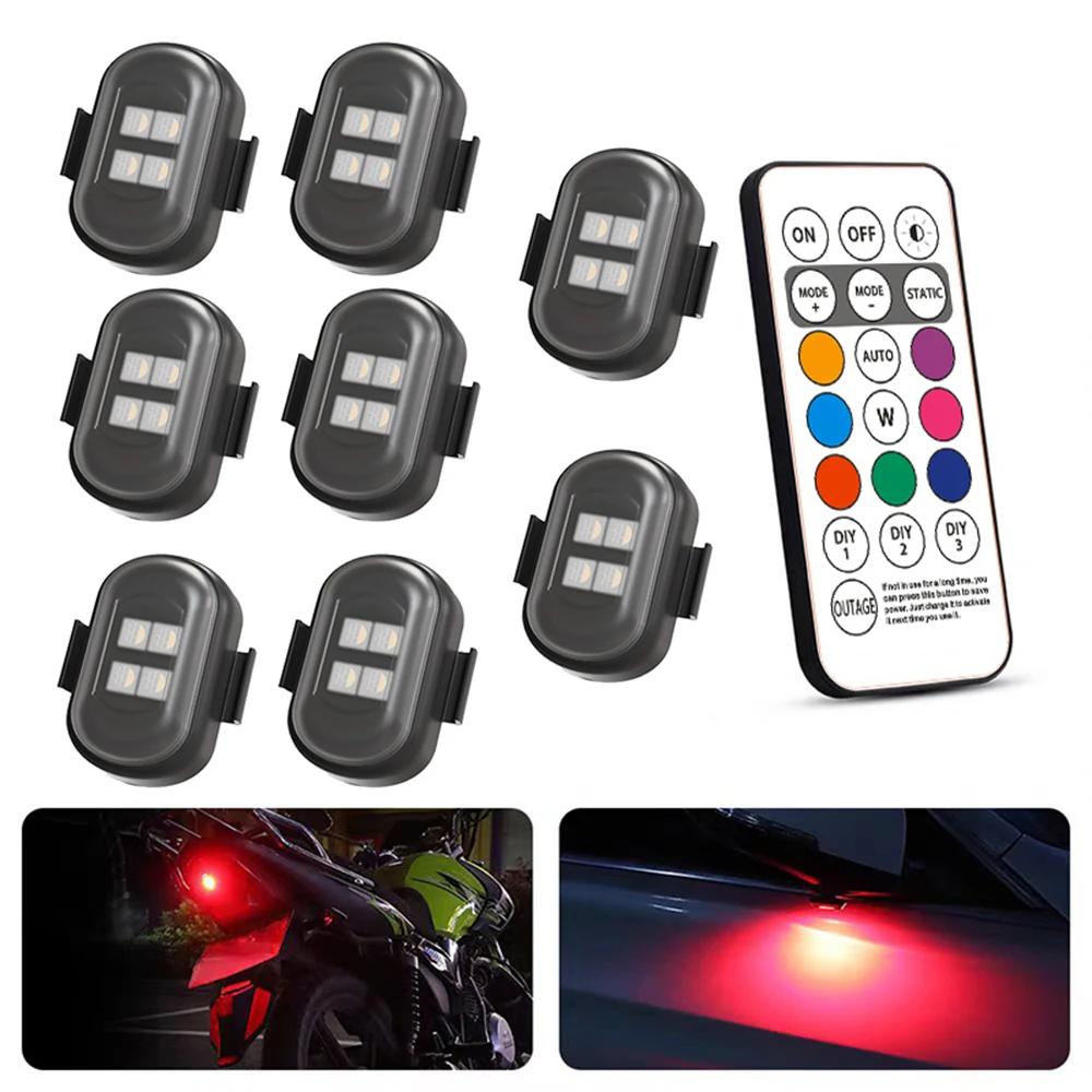 RGB LED Światła Stroboskopowe Samochodowe Motocyklowe LED Migające Pozycyjne Bezprzewodowe Światło Samolot Samolot Helikopter Światła Ostrzegawcze Akcesoria