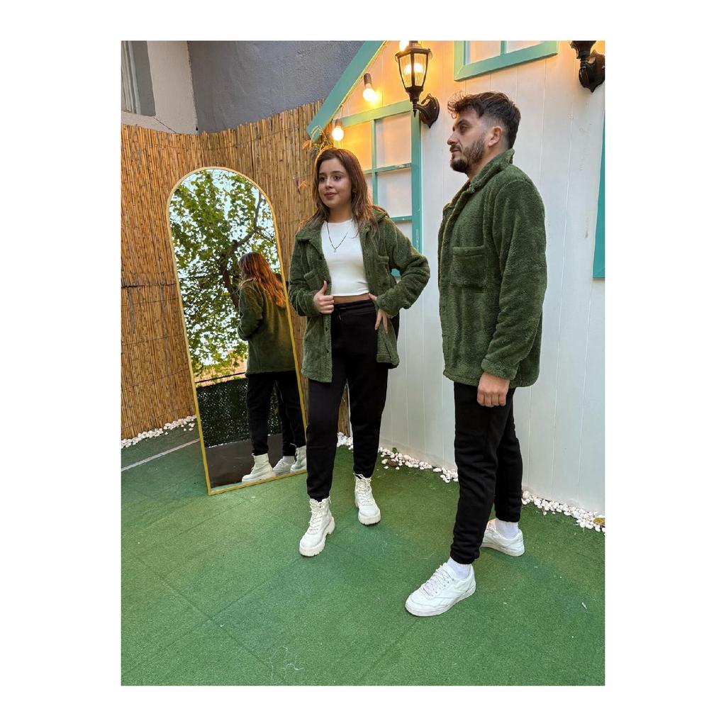 2-piece Men's Plush Jacket With Pockets - Gray Black Winter Shirt Collar