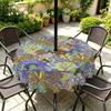 Outdoor Round Tablecloth With Umbrella Hole Patio Garden Deck Waterproof Oil Resistant Drop Cloth