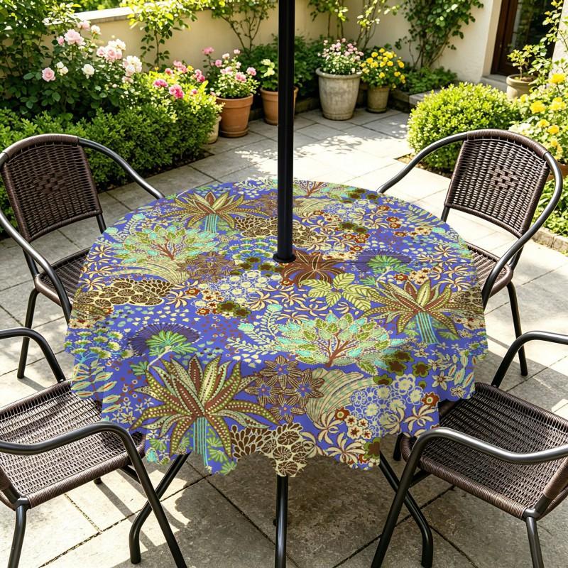 Outdoor Round Tablecloth With Umbrella Hole Patio Garden Deck Waterproof Oil Resistant Drop Cloth