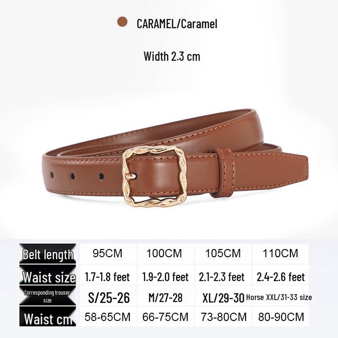 

Женский ремень из натуральной кожи черного цвета – Универсальный аксессуар для джинсов высокого класса 2024 95 cm коричневый