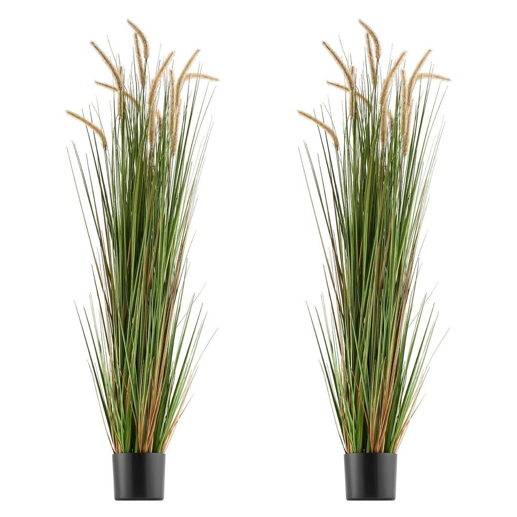 Artificial Grass Plant, 2 Pack 1499mm Horsetail Reed Grass in Pot, Premium PVC Faux Fake Greenery Shrubs Plant for Indoor Outdoor House Home Garden