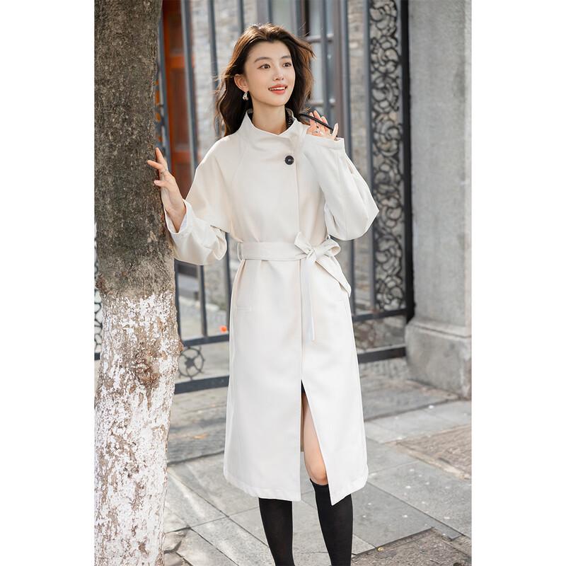Mokaona Women's Elegant Mid-Length Long-Sleeve Trench Coat MKNJD3888