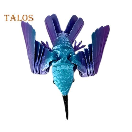 

3D-печатная подставка для цветов в виде колибри, подвижная фигурка птицы, шарнирная фигурка животного, модель игрушки для домашнего офиса, книжной полки, украшения для рабочего стола, орнамент синий