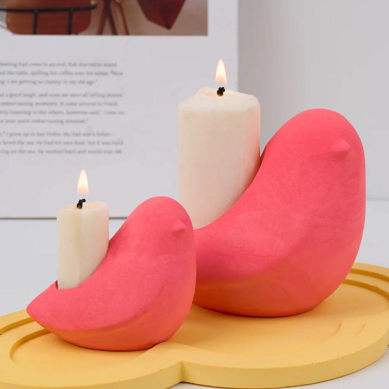 Cute Bird Candlestick Silicone Mold 3D Animal Candle Holder Plaster Molds DIY Concrete Resin Craft Ornament Making Home Decor