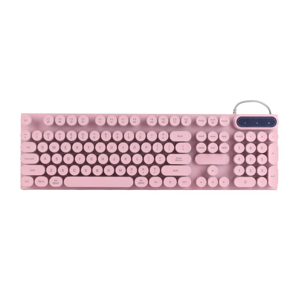 Gaming Keyboard USB Round 104 Keycaps Backlit Ergonomic Fodable Feet Multimedia Keys Wired Keyboard for Desktop Laptop