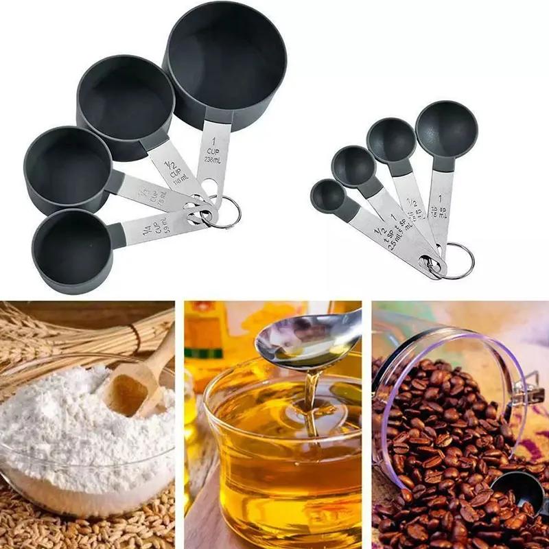 Hot 8Pcs/set Stainless Steel Measuring Cup and Spoon Set with Handle Accurate Scale Kitchen Tools for Baking Cooking Ingredients