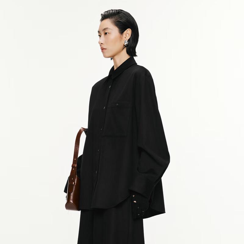 JNBY Women's 2024 Winter Wool Blend Shirt Collar Coat