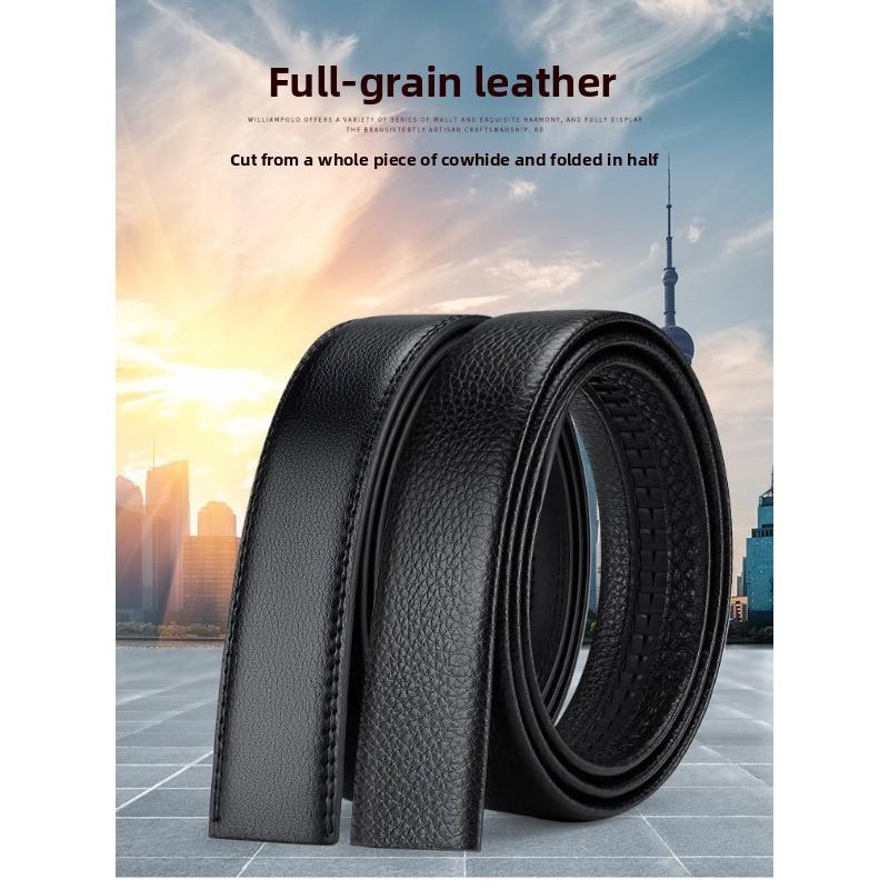 Men's genuine leather belt - no buckle, automatic clasp, full grain leather
