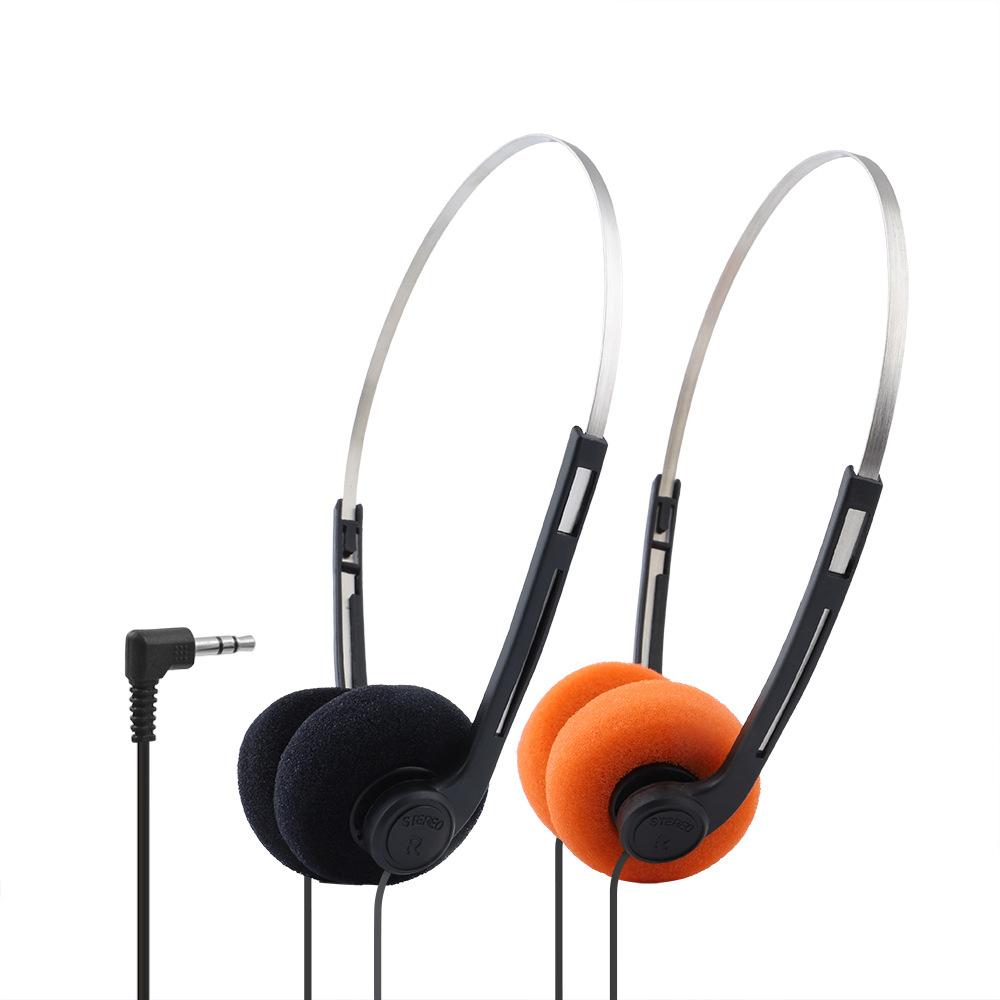 Wired Stereo Headphones 3.5mm Wire Plug On-Ear Retro Vintage Style Adjustable Headband for Walkman CD Player Computer