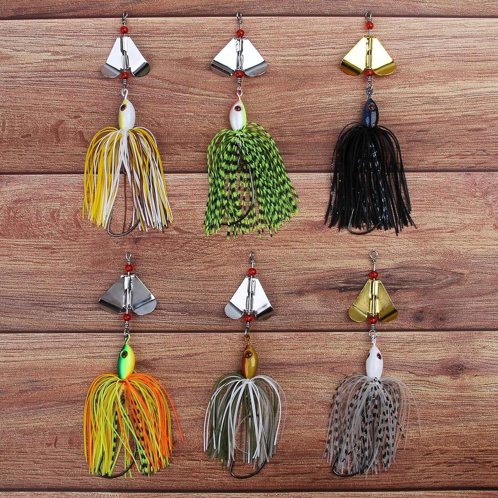 Bass Fishing Lures Kit Fishing Buzzbait Lure Bass Spinner Baits Kit Buzzbait for Bass Fishing Multicolor Swimbait Topwater Lure Hard Metal