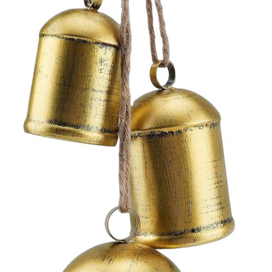 Decoração Sinos de Natal 3 Sinos de Vaca Vintage em Corda de Juta Sino de Ferro Rústico Feito à Mão para Porta Varanda Lareira Guirlanda Corrimão de Escada Decoração de Feriado