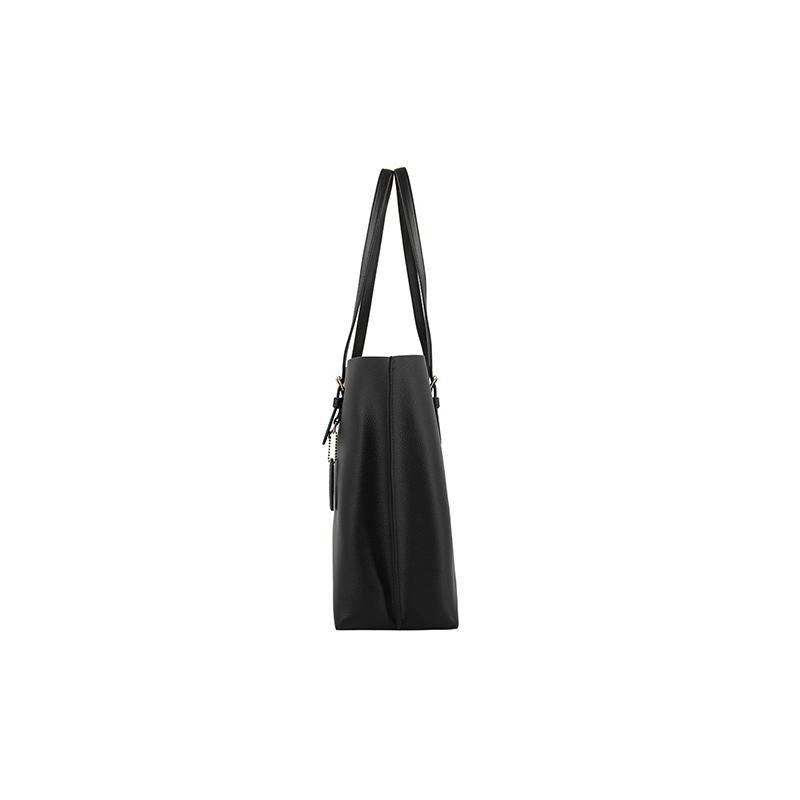 Coach Mollie Fashion Solid Color Metal Logo Decoration Leather Tote Bag Tote Bag Shopping Bag Handbag Shoulder Bag 34 Women's Black