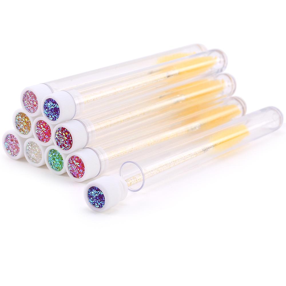 10/20Pc New Reusable Eyebrow Brush for Eyelash Extension Crystal Eyelash Brush Make Up Micro Drill Tube Mascara Stick Applicator