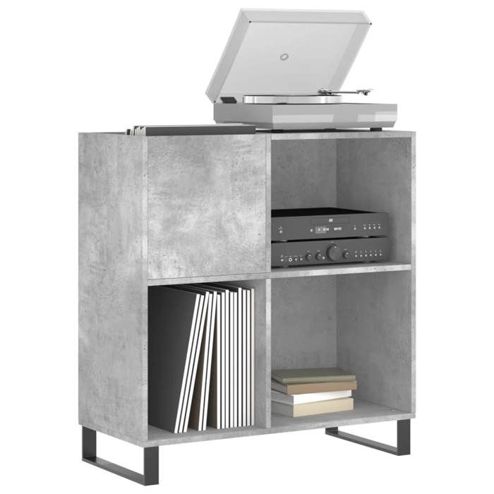 VidaXL Armoire à Disques, Support de Tourne-disque, Armoire Latérale avec Rangement, Buffet de Salon, Moderne, Gris Béton 831784