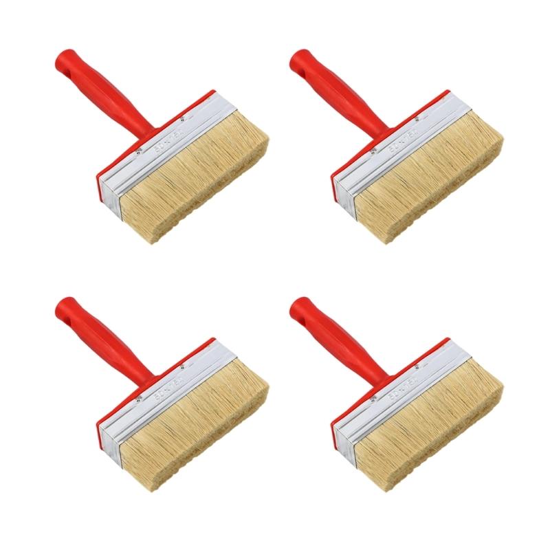 4 Pack Wall and Deck Stain Brushes with Ferrules Convenient Accessory for Solvent Base Paints Wood Finishes Use