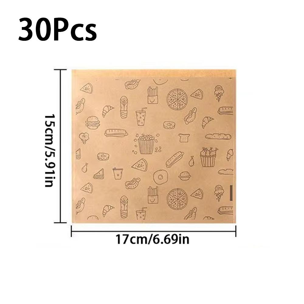 

30Pcs Non-stick Oil-proof Paper Bag Disposable Baking Paper Food Packaging Bag Kitchen Accessories S-15x17cm