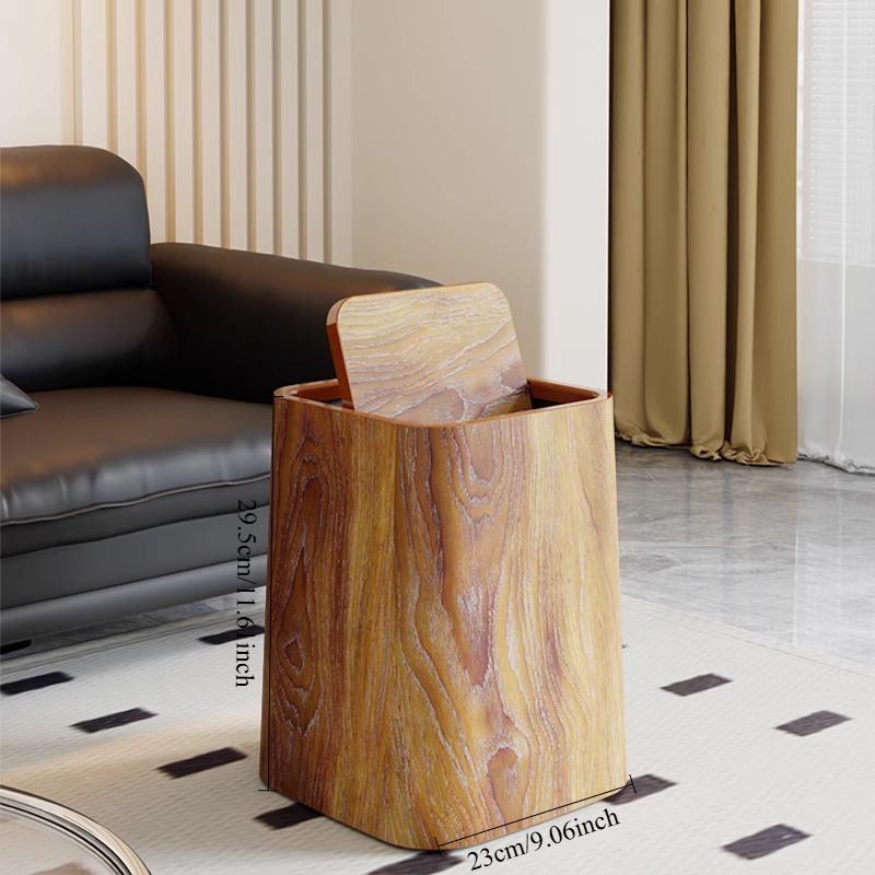 Retro Square Wood Pattern Wastebasket Waterproof Trash Can Bathroom Recycle Bin Large Capacity Garbage Bin Kitchen Accessories