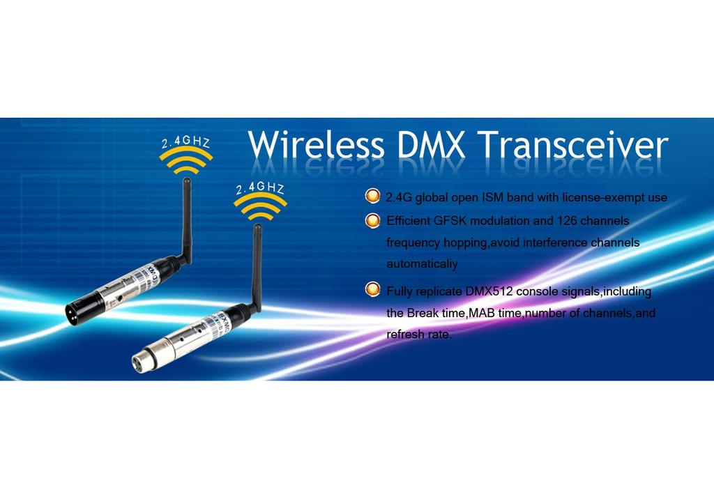 2.4G Wireless DMX512 Transmitter Receiver for Stage and Moving Head Lights