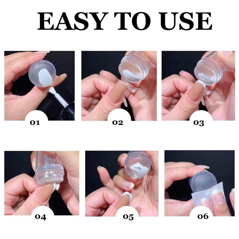 Silicone Double-end Crystal Handle Nail Art Stamper and Nail Stamping Plates Set