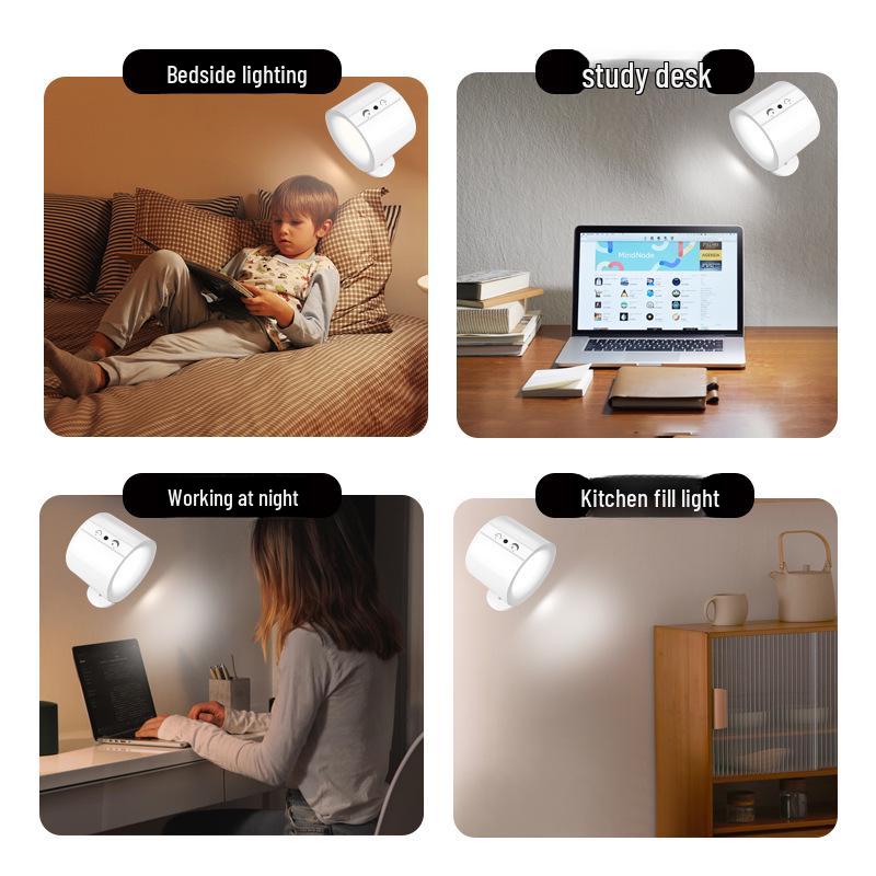 Portable LED Magnetic Wall Lamp – Easy Install, Adjustable Spotlight, Minimalist Design for Ambience and Reading.