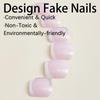Removable Wearable Short Toenails: White French Edge with Rhinestones Fake Nail Stickers