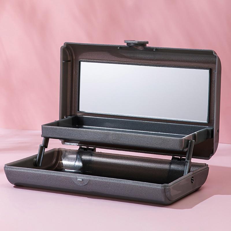 Double Layered Folding Item Box With Mirror Nail/Makeup Brush Jewelry Storage Portable Travel Cosmetics Organizer Container Case