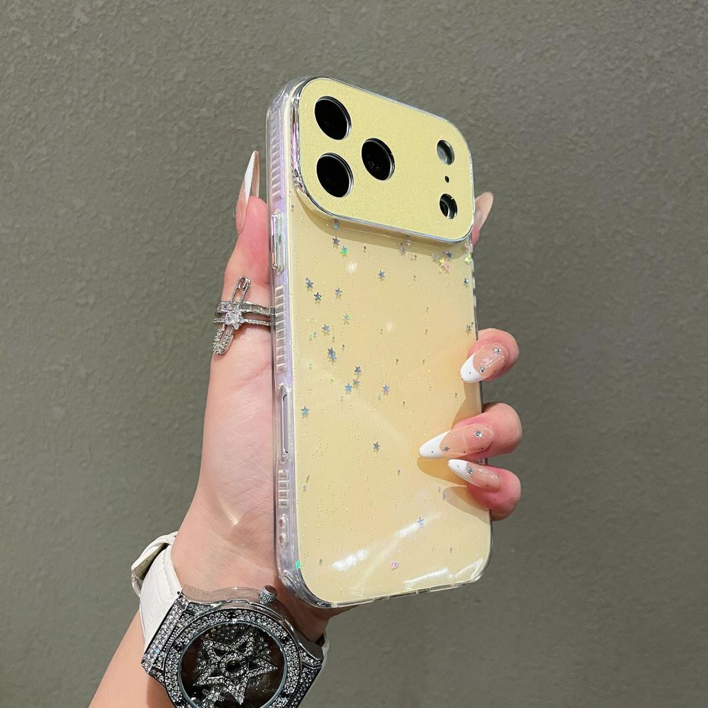 Luxury Large Window Bling Star Sequins Glitter Phone Case for iPhone 17 16 15 14 13 Pro Max Shockproof Bumper Cases Cover