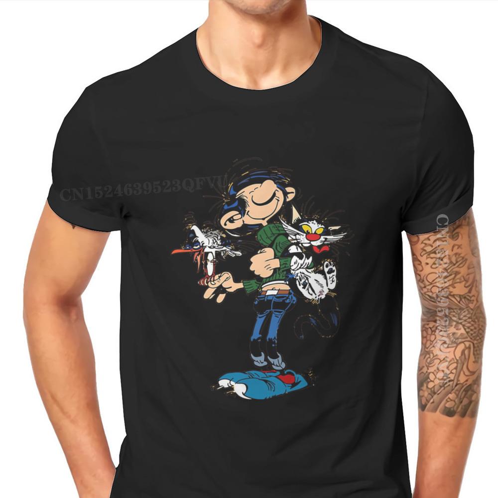 GUOYAN TOP Gaston Lagaffe Strips Katoenen T-shirts De Tweeling Van Gokker Personaliseren Man Mannen T-shirts Grappig T-shirt T-shirt Kleding Oversized 4XL