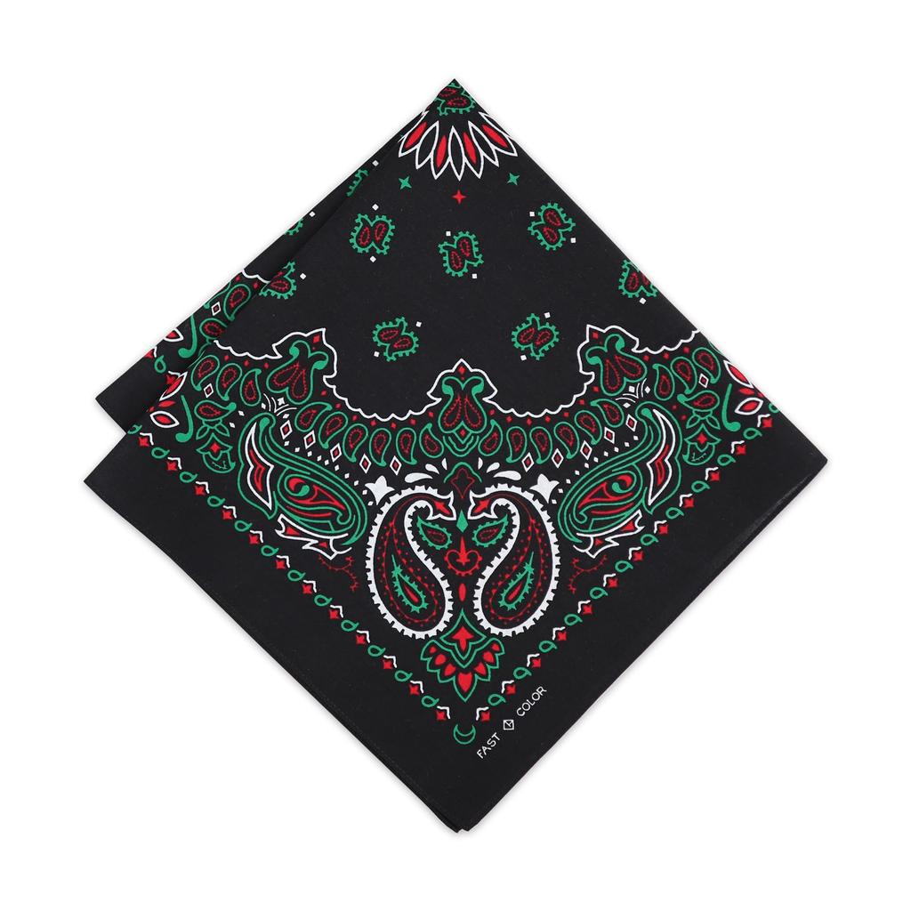 Trifong Bandana Black Bandana Adult Paisley Men's Bandana Green Handkerchief Stylish 100% Cotton Unisex Women's 55cm x 55cm