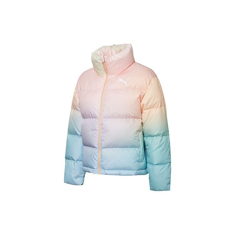Puma Down Jacket Logo Gradient Sports Stand Collar Down Coat Winter Women Outerwear Light-Purple 532917-86 S
