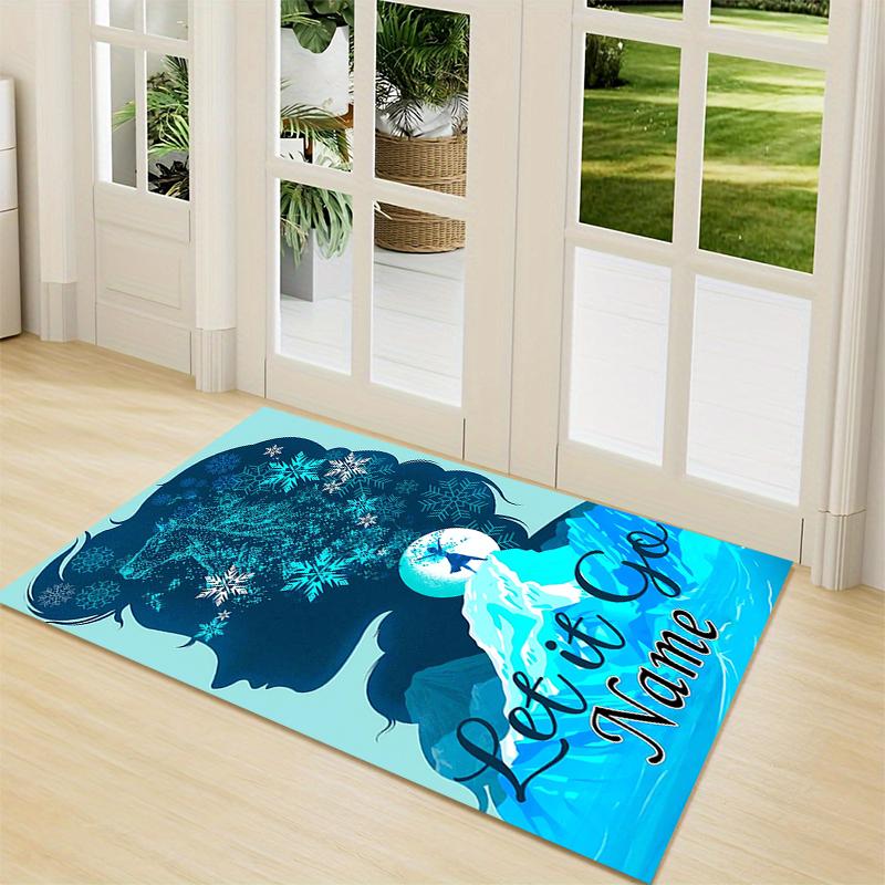 Custom Name Elsa's Magical Frost Carpet Rug Customizable Soft Washable Anti-Slip Home Living Room Sofa Mats Personalized Rug. 0909278