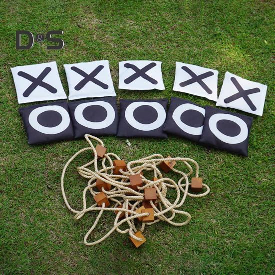 Tic-toe Outdoor Game Set Bean Bag Toss Outdoor Games for Adults Kids Wooden Tic-Tac Toss Game Backyard Lawn Camping Games for All Ages