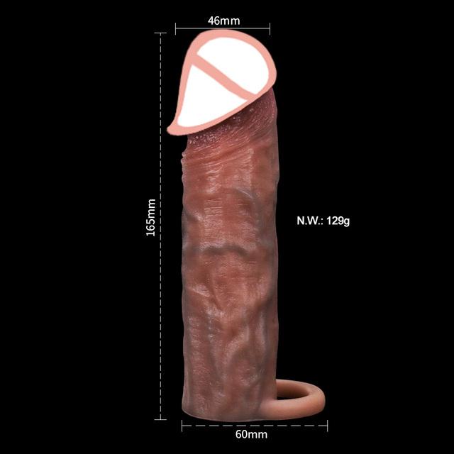 Realistic Penis Sheath Reusable Silicone Condom Cock Extension Sex Toys Artificial Dick Enlargement/Extender Men Penis Sleeve