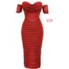 Spot new off-shoulder corset pleated medium and long dress