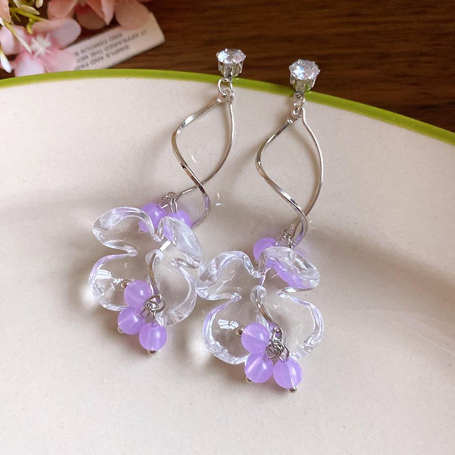 Transparent Resin Flower Earrings Delicate Jewelry