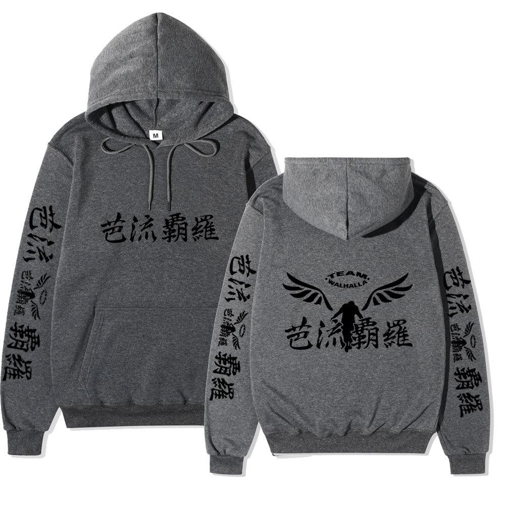 Tokyo Revengers Walhalla Double-sided Hoodie Chinese Print Wing Logo Long Sleeve Sweatshirt Women Men