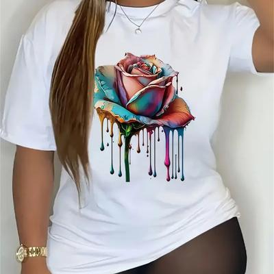 Women's Casual O Neck Head Printed T-shirt O Neck Short Sleeve Cotton Tops