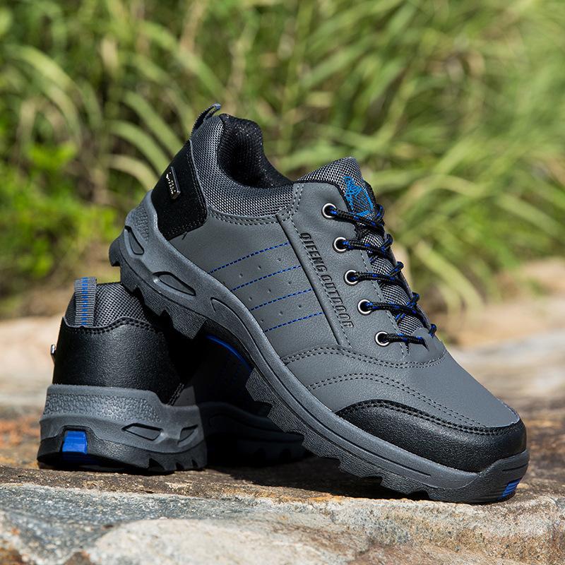 Autumn and Winter Large Size Low-top Mountaineering Men's Shoes Outdoor Sports Hiking Shoes Velvet Platform Casual Travel Shoes Men