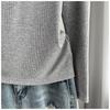 Stylish Long Sleeve T-Shirt Ribbed Slim Standard Shoulder Top For Autumn Stretchy Slim Base Layer Soft Ribbed Fabric Good For Inner And Outer Wear Top