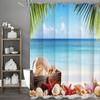Ocean Coconut Tree Starfish Shell Crate Shower Curtain, Bathroom Decorative Shower Curtain, Waterproof Shower Curtain with Hooks