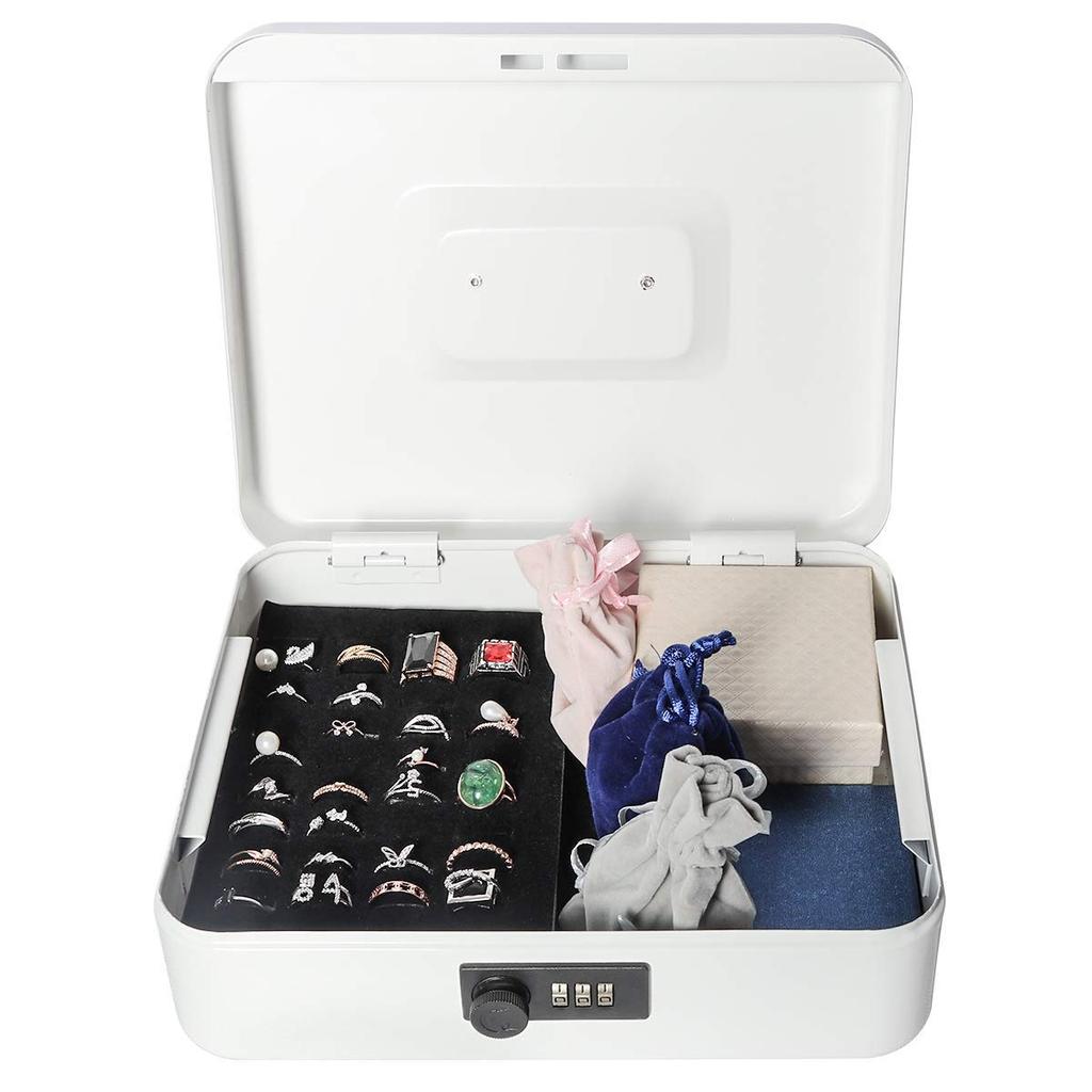 Jssmst (Jessmat) Portable Safe, Dial Lock, Metal, 25x20x9cm, A5 Size, CB0701L (White)