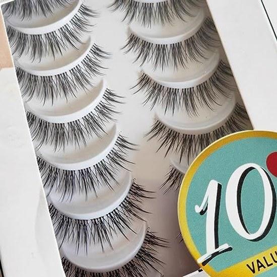 Clear Eyelash False Eyelashes Extensions Large Capacity 10 Pairs (Natural Type)