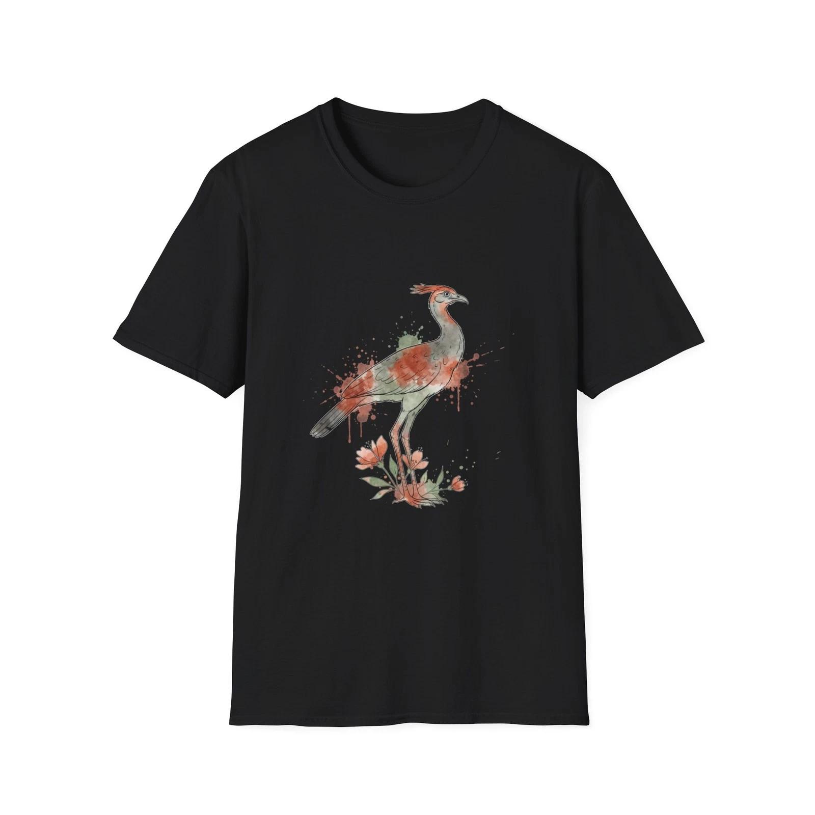 

Bird Flower Watercolor Nature Black Tee Aesthetic Graphic T-Shirt 3XL